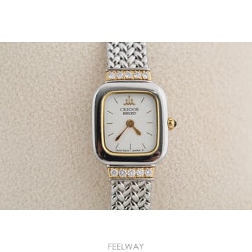 세이코 크레도르 SEIKO Credor 18K 골드 10 다이아몬드 여성용 미니 쿼츠 1E70-5130