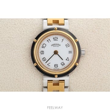 에르메스 HERMES 클리퍼 화이트 다이얼 여성용 쿼츠 CL4.220