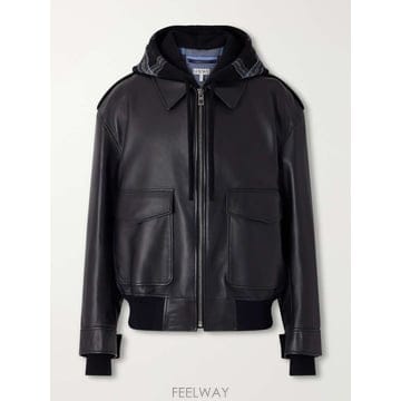 로에베 후드 체크 KNITTRIMMED 레더 자켓 H526Y34LD B0082491277