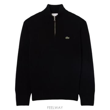 26FW 라코스테 방모 반집업 스웨터 AH3052 031 BLACK