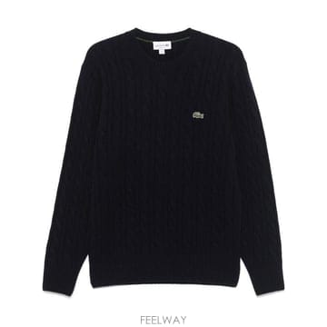 26FW 라코스테 케이블 크루넥 울 니트 AH2924 166 NAVY BLUE