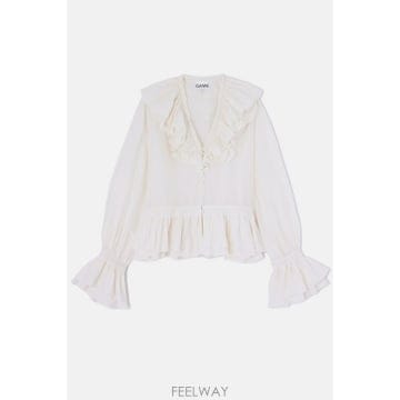 26 F/W 가니 HABUTAI 블라우스 WITH 레이스 A10405 B0032491404