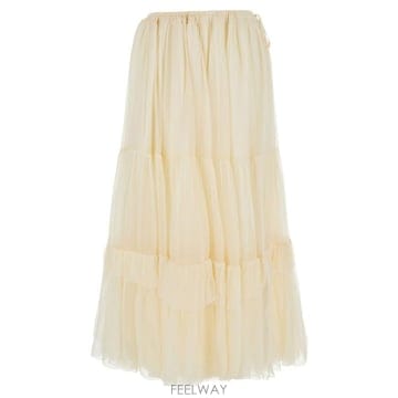 26FW 끌로에 미디 스커트 CH26WJU20001 114 WHITE