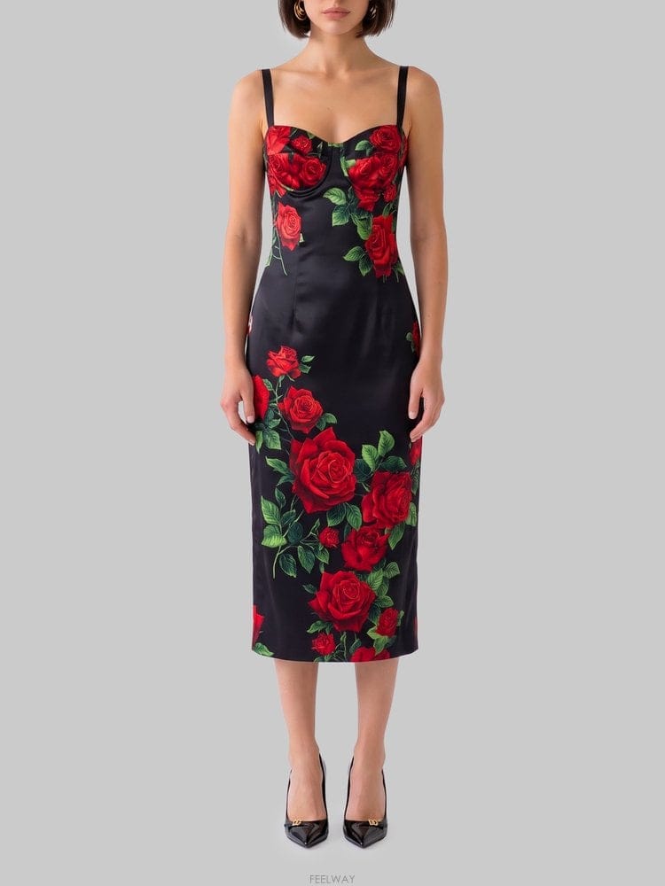 Dolce&Gabbana 26 F/W ��ü �� ���ٳ� �̵� �巹�� �� ROSEPRINT ��ƾ  B002249145426 F/W ��ü �� ���ٳ� �̵� �巹�� �� ROSEPRINT ��ƾ  B