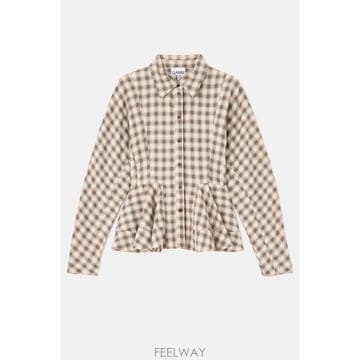 26 F/W 가니 라이트 체크 플란넬 PEPLUM 셔츠 A114003 B0032491418