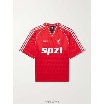 아디다스 SPZL FC LIVERPOOL 로고-엠브로이드 새틴 티셔 B0082491339