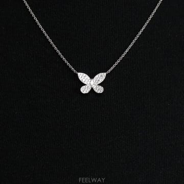그라프 RGP550 18K화이트골드 파베 버터플라이 0.55CT 다이아몬드 미니 펜던트 목걸이aa68454