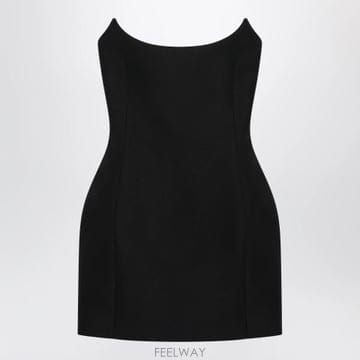 26FW 발렌시아가 블랙 미니 뷔스티에 드레스 in 울 앤 실크 블렌드 A009P8TUQ031000 TP58