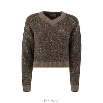 26FW 막스마라 WKICAPO   Alpaca 블렌드 V 넥 점퍼 with 시퀸 26253660136000