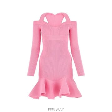 Alexander McQueen 러플 디테일 플레어 미니 드레스 734531Q1A5B 5003 TP97980