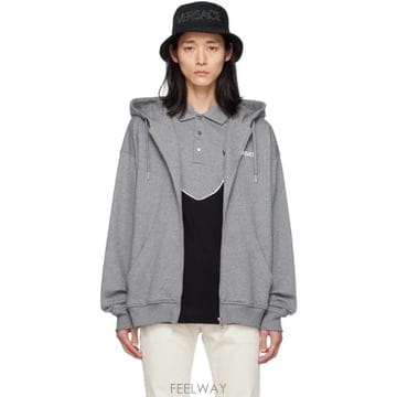 26 FW 베르사체 그레이 라 콜로나 후드티 232404M204003