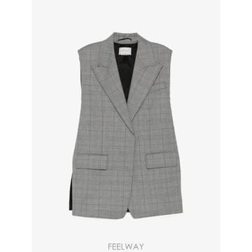 26 FW 스포트막스 글렌 플레이드 앤 퓨어 울 민소매 블레이저 화이트 블랙 2622286021600 TP4