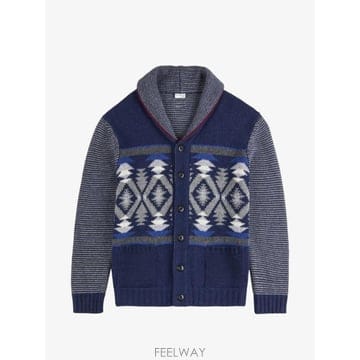 FAY 26 FW ���� geometric pattern shawl collar cardigan MMMC153277026 FW ���� geometric pattern shawl collar cardigan MMM