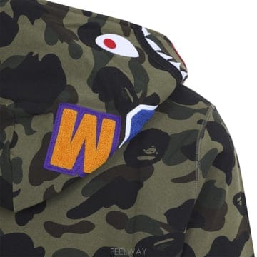 [D14]베이프 001ZPM801012M GREEN 남성 맨투맨 후드 스웨트셔츠 집업 Bape 1st Cam