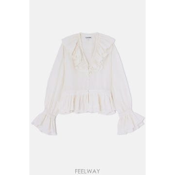 GANNI [G95]���� A1040527135 ���� ���� ����콺 ���� HABUTAI BLOUSE WITH LACE[G95]���� A1040527135 ���� ���� ����콺 ���� HABUTAI 