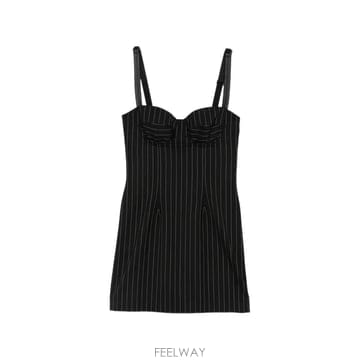 26 FW 돌체앤가바나 핀스트라이프 프린트 스윗하트 넥 드레스 F622BTFRBC0 TP458181136