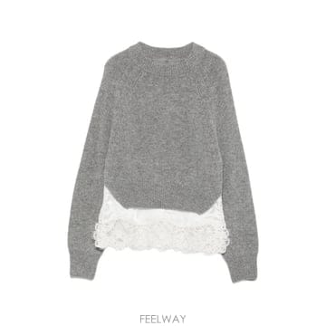 26 FW 에르마노설비노 레이스 트리밍 크롭 스웨터 D495M307APPYI TP458471411