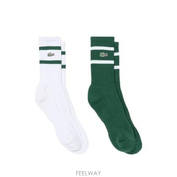 26 FW 라코스테 로고 자수 스트라이프 양말 2팩 세트 RA9189 TP457889120