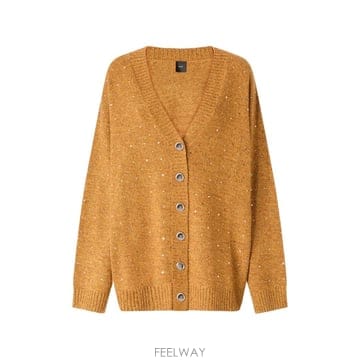 26 FW PINKO 크리스털 장식 V넥 가디건 105739A3GD TP456315428