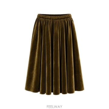 26 FW 알베르타페레티 velvet finish pleated midi skirt 011251410435
