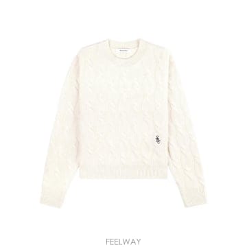 26 FW 스포티앤리치 SRC 케이블 니트 로고 스웨터 WS08765302WH37 TP455317130