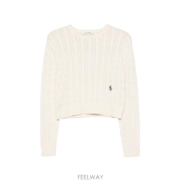 26 FW 스포티앤리치 이사오 로고 자수 케이블 니트 스웨터 WS094710326WH37 TP45630712
