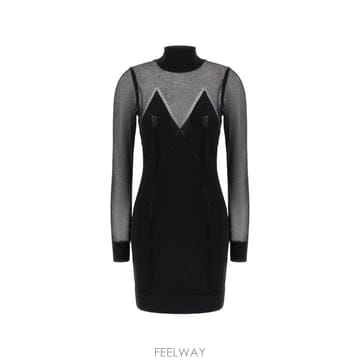 26 FW Elisabetta Franchi 하이 넥 긴소매 미니 드레스 AM95Q61E2 TP4563063