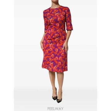 Dolce&Gabbana 26 FW ��ü�ذ��ٳ� �÷η� ����Ʈ ��ũ �巹�� DR82073 TP45570223926 FW ��ü�ذ��ٳ� �÷η� ����Ʈ ��ũ �巹�� DR82073 T