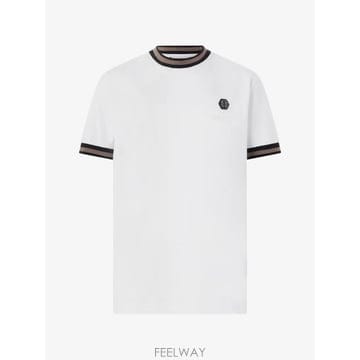 26 FW 필립플레인 로고 장식 스트라이프 트리밍 티셔츠 FAFCMTK9210PJY002N TP4594077
