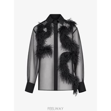 | Other Brand | 26 FW Antonelli Mirra feather embellished sheer shirt R1464426 FW Antonelli Mirra feather embellished sheer shirt 