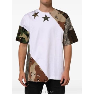 Dolce&Gabbana 26 FW ��ü�ذ��ٳ� camouflage patchwork star patch T shirt TSH911426 FW ��ü�ذ��ٳ� camouflage patchwork star patch T s