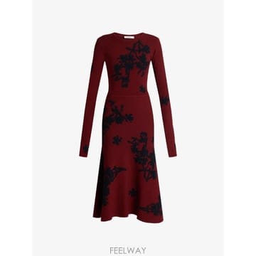 26 FW 에르뎀 jacquard knit long sleeve dress PF26KD1230056012 T