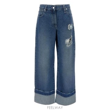 26 FW 시몬 로샤 디스트레스드 폴드 커프 데님 진 4164B1231DDISTRESSEDBLUEPEARLC