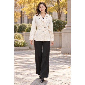 타임 아이보리 벨티드 트렌치 재킷 여성55