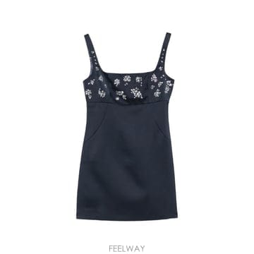 Maje 26 FW ���� crystal embellished satin mini dress MFPRO05072 TP426 FW ���� crystal embellished satin mini dress MFPRO0