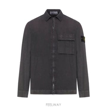 26 FW 스톤아일랜드 1200008 브러시드 오가닉 코튼 캔버스 올드 이펙트 오버셔츠 L1S15120000