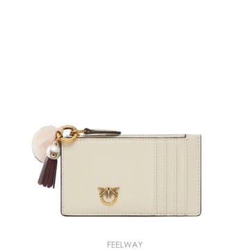 PINKO 26 FW PINKO leather card holder with tassel and pompom 1070826 FW PINKO leather card holder with tassel and pompom