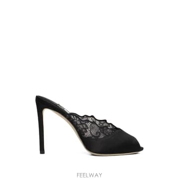 Jimmy Choo 26 FW ������ Brigitte 100 black lace and satin mules J00018555126 FW ������ Brigitte 100 black lace and satin mules J