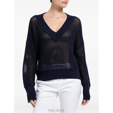 Brunello Cucinelli 26 FW ���ڷ� ��ġ�ڸ� open knit V neck sweater MDV762102C4224 TP4526 FW ���ڷ� ��ġ�ڸ� open knit V neck sweater MDV76