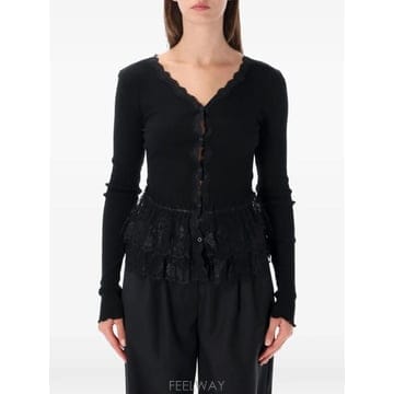 | Other Brand | 26 FW OperaSPORT Eloisa lace trim peplum cardigan V96FW26 TP26 FW OperaSPORT Eloisa lace trim peplum cardigan V96F