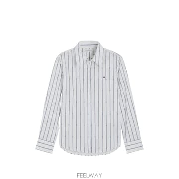TOMMY HILFIGER 26 FW Ÿ�����ǰ� stripe print logo embroidered shirt WW0WW51155 T26 FW Ÿ�����ǰ� stripe print logo embroidered shirt W