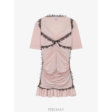 26 FW GCDS lace trim ruched mini dress C2WBQB176J240 TP45963