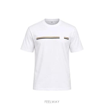 26 FW HUGO 스트라이프 디테일 크루 넥 티셔츠 50565785 TP459629849