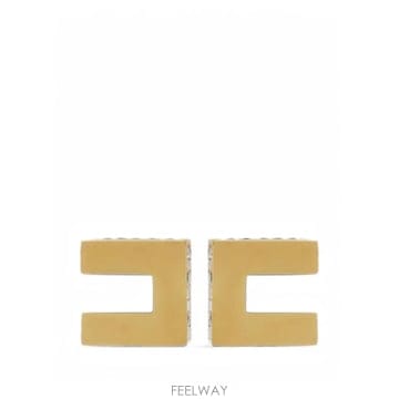 Elisabetta Franchi 26 FW Elisabetta Franchi gold and crystal logo earrings OR2626 FW Elisabetta Franchi gold and crystal logo earring