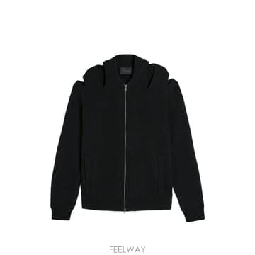 26 FW 시몬 로샤 슬래시 디테일 집업 가디건 LMK12M0660BLACK TP459334534