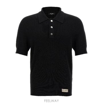 인더샵 BALMAIN 로고 라벨 울 니트 폴로 셔츠
