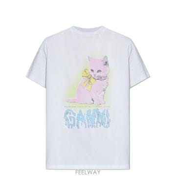 인더샵 GANNI 가니 화이트 반팔 티셔츠
