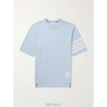 톰 브라운 LOGOAPPLIQUED 스트라이프 코튼-저지 티셔츠 M B0082492227