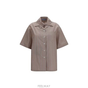 인더샵 PRADA 프라다 체크 브라운 셔츠   블라우스