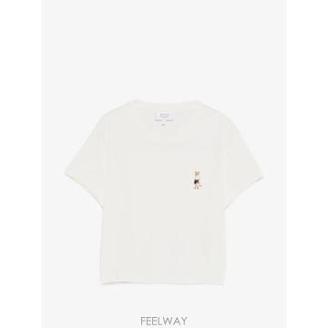 당일배송 메종 키츠네 로고 자수 티셔츠
